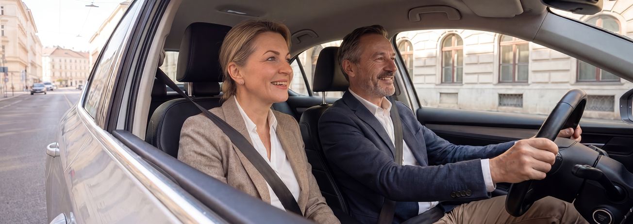 Zenska z moskim v avtu