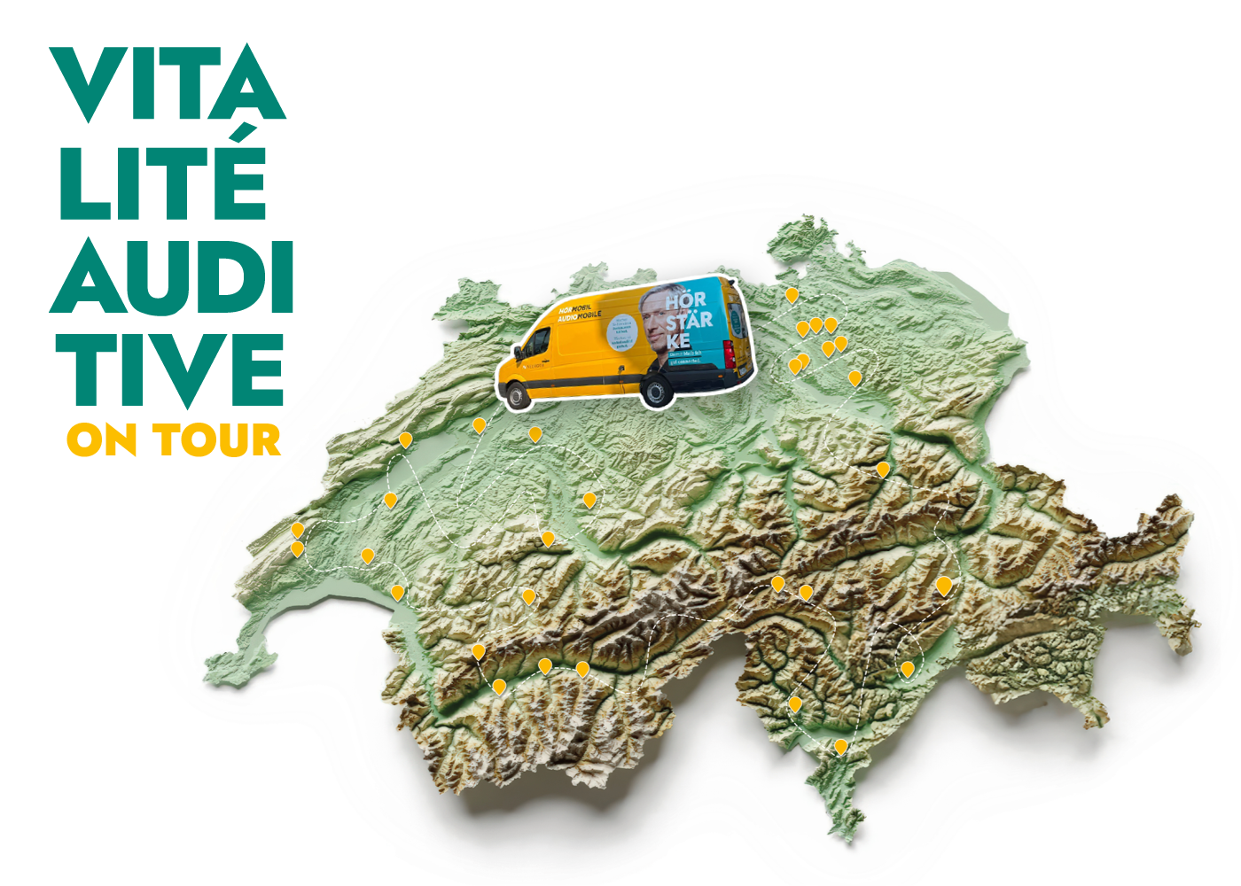 Vitalité auditive on tour suisse carte avec audiomobile